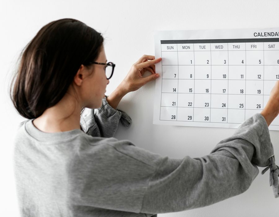 Taxpayer looking at calendar worried about taxes